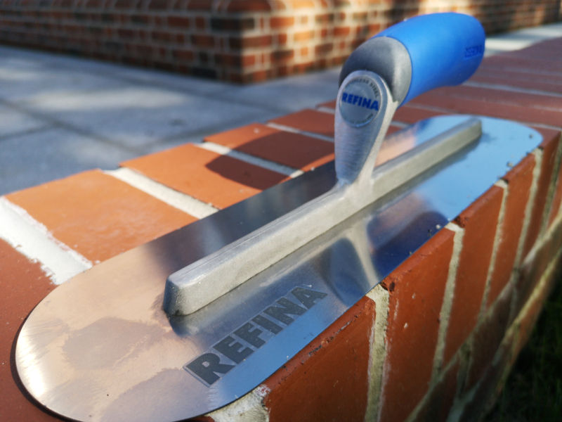 Rounded Pool Trowel Premium quality stainless steel, rust free, trowel with soft composite handle.